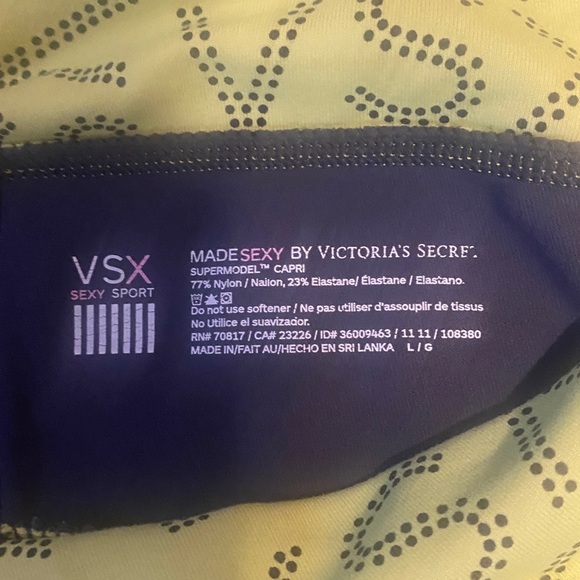 VSX Victoria’s Secret made sexy Charcoal and Neon Yellow Capri - Picture 3 of 5